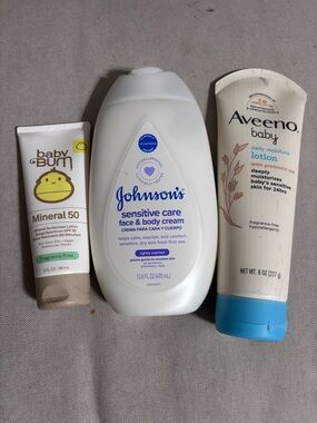 Sensitive Care Johnson’s Aveno Baby Lotion And Baby Bum Sunscreen 50 Baby Bundle